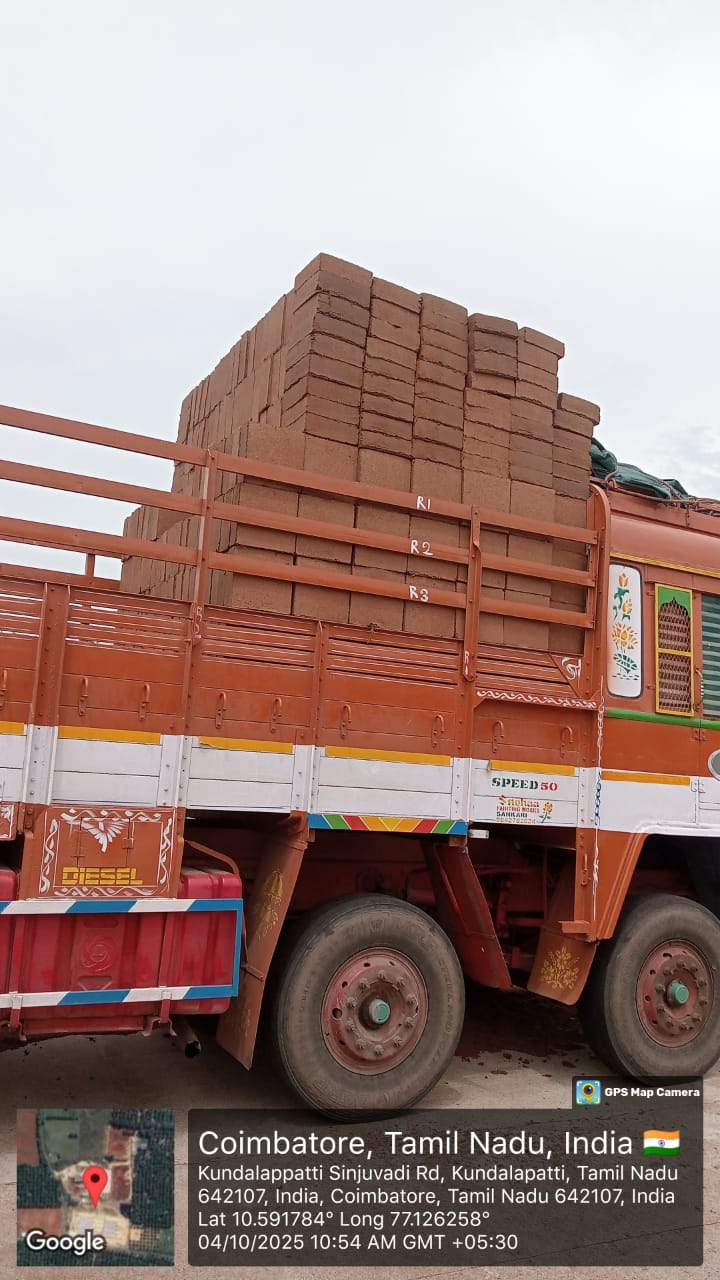 Cocopeat distribution center with organized inventory
